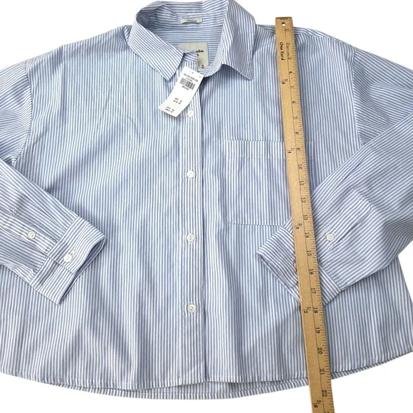 Abercrombie Oversized Cropped Poplin Dress Shirt NEW Womens Medium Blue White - Picture 11 of 11
